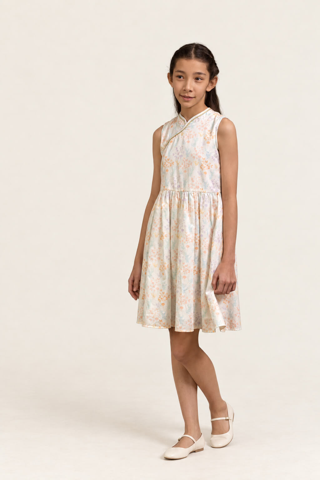 Luna Cheongsam - Cream Floral Bamboo