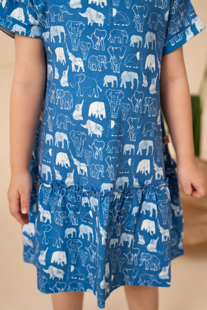 Mary Dress - Blue Elephant Families