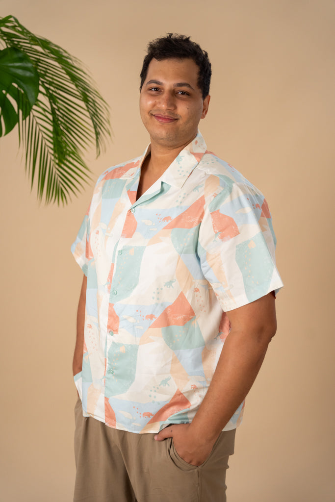 Men's Hawaiian Shirt - Green Landscape