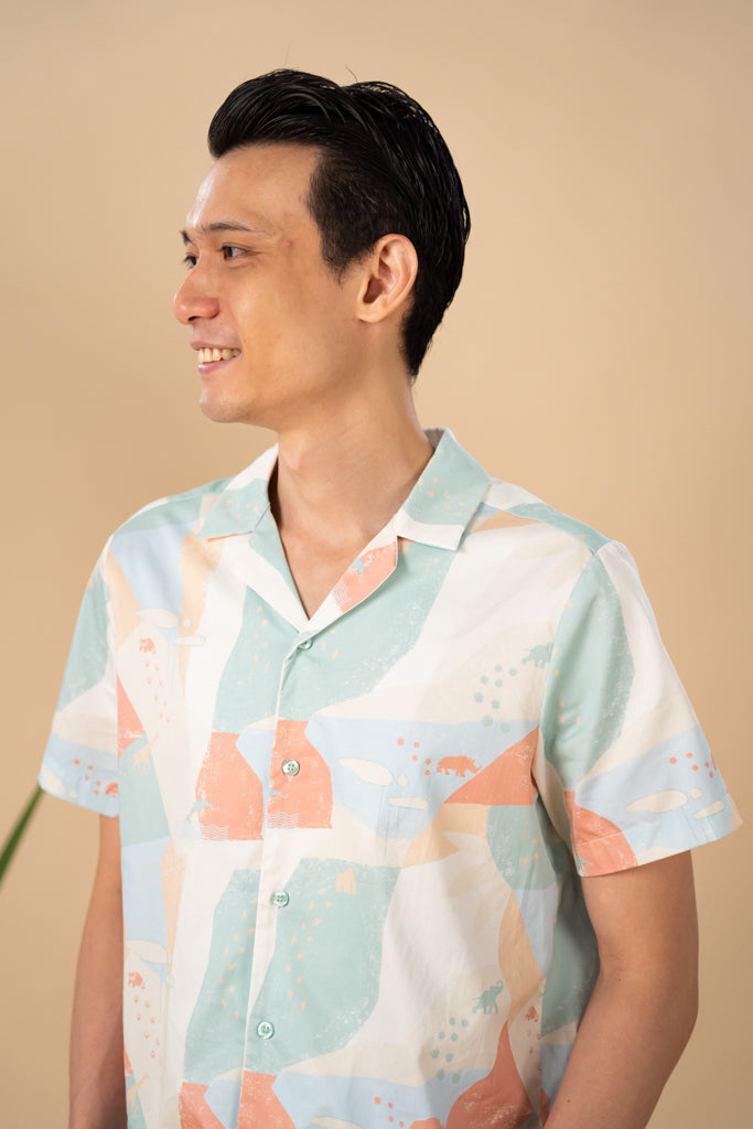 Men's Hawaiian Shirt - Green Landscape