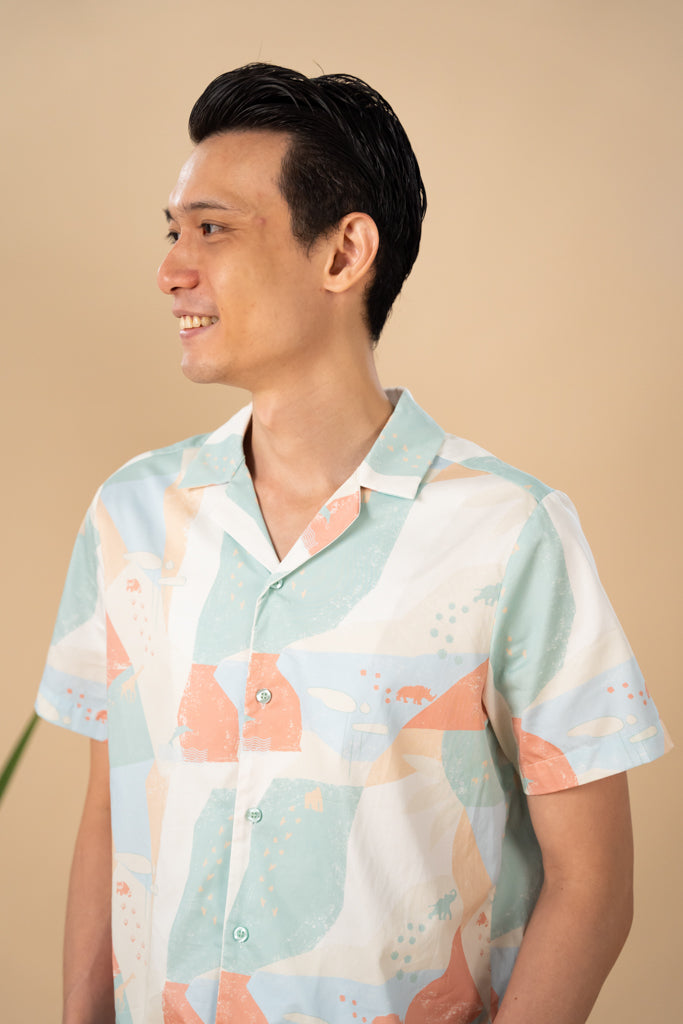 Men&#39;s Hawaiian Shirt - Green Landscape