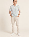 Men's Mandarin-collared Polo Tee - Blue Fans