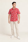 Men's Mandarin-collared Shirt - Red Fans