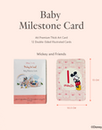 Baby milestone card set with Mickey and Friends design on a light pink background