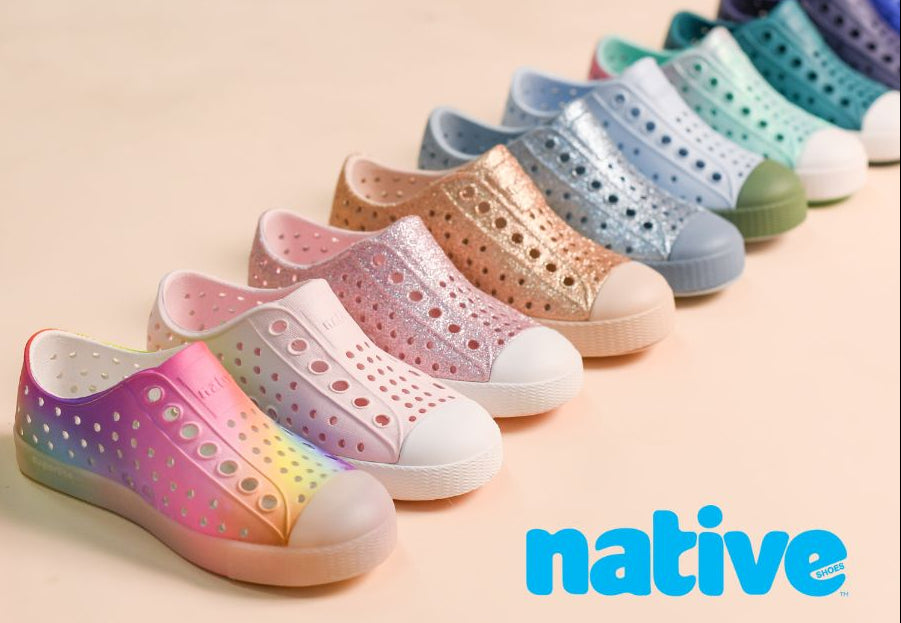 Native Shoes collection banner with colorful shoes