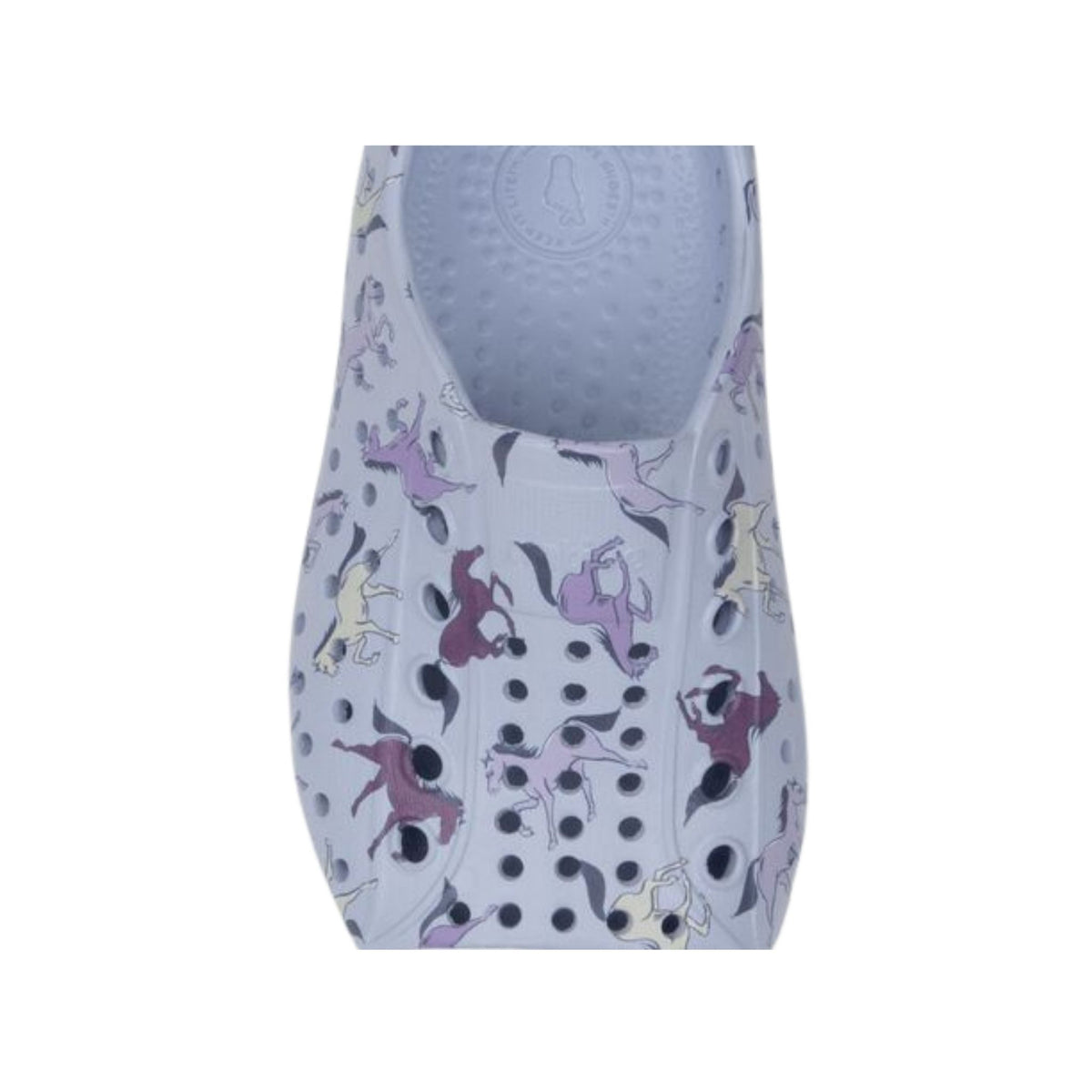 Jefferson Print Child Skyway Blue/ Shell White/ Twirling Horses top down