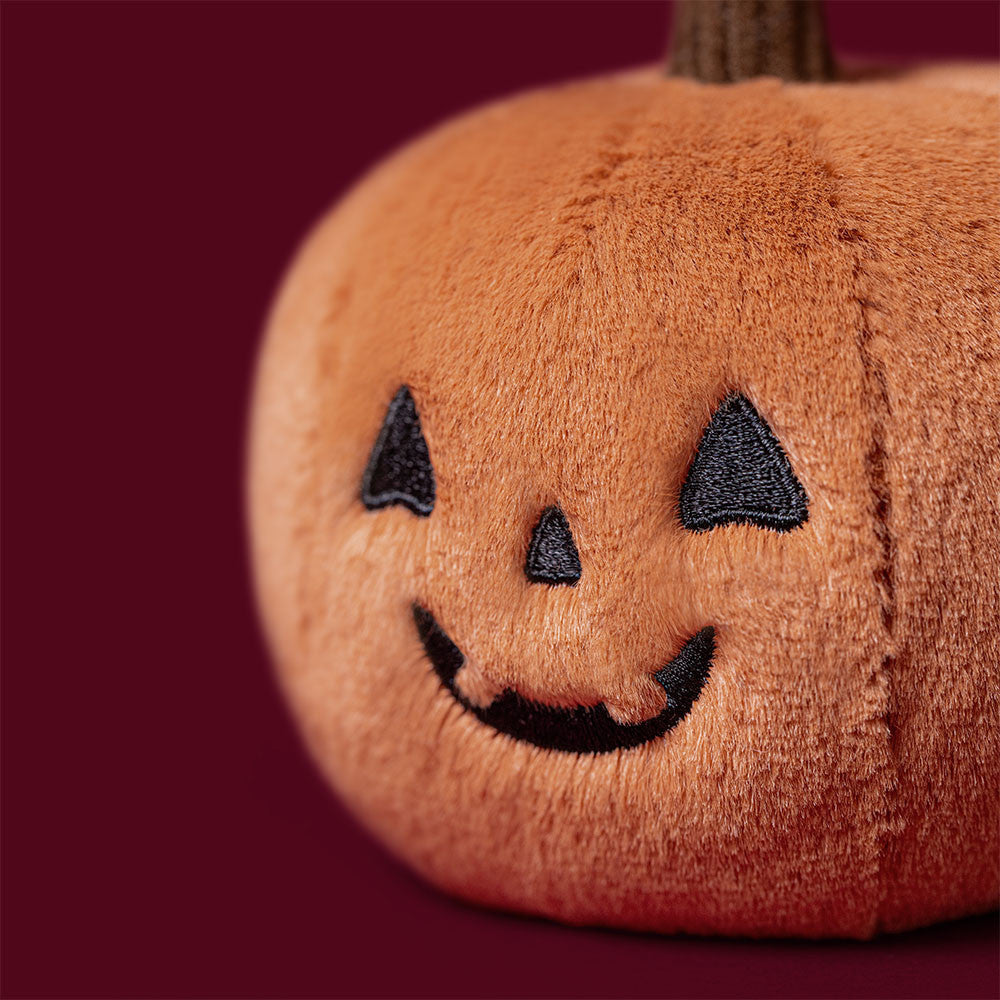 Jellycat Ooky Jack O Lantern soft pumpkin toy close up