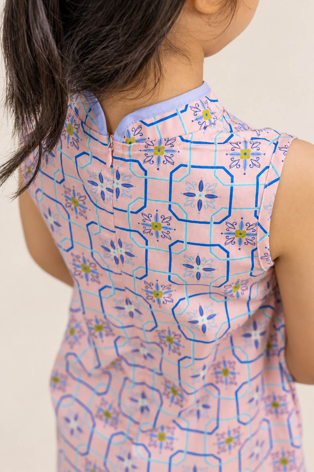 Peony Cheongsam - Pink Tiles