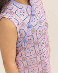 Peony Cheongsam - Pink Tiles closeup