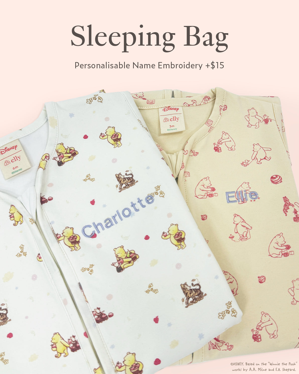 Personalisable name embroidery on sleeping bag