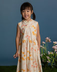 Jersey Luna Cheongsam - Cream Orchid Garden