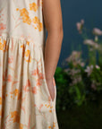 Jersey Luna Cheongsam - Cream Orchid Garden