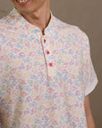 Men's Mandarin-collared Polo Tee - Rainbow Fish