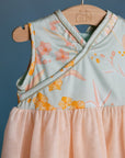 Flare Tulle Cheongsam - Teal Orchid Garden