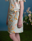 Wrap Skirt - Teal Orchid Garden