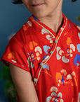 Cheongsam - Red Tree Songbirds