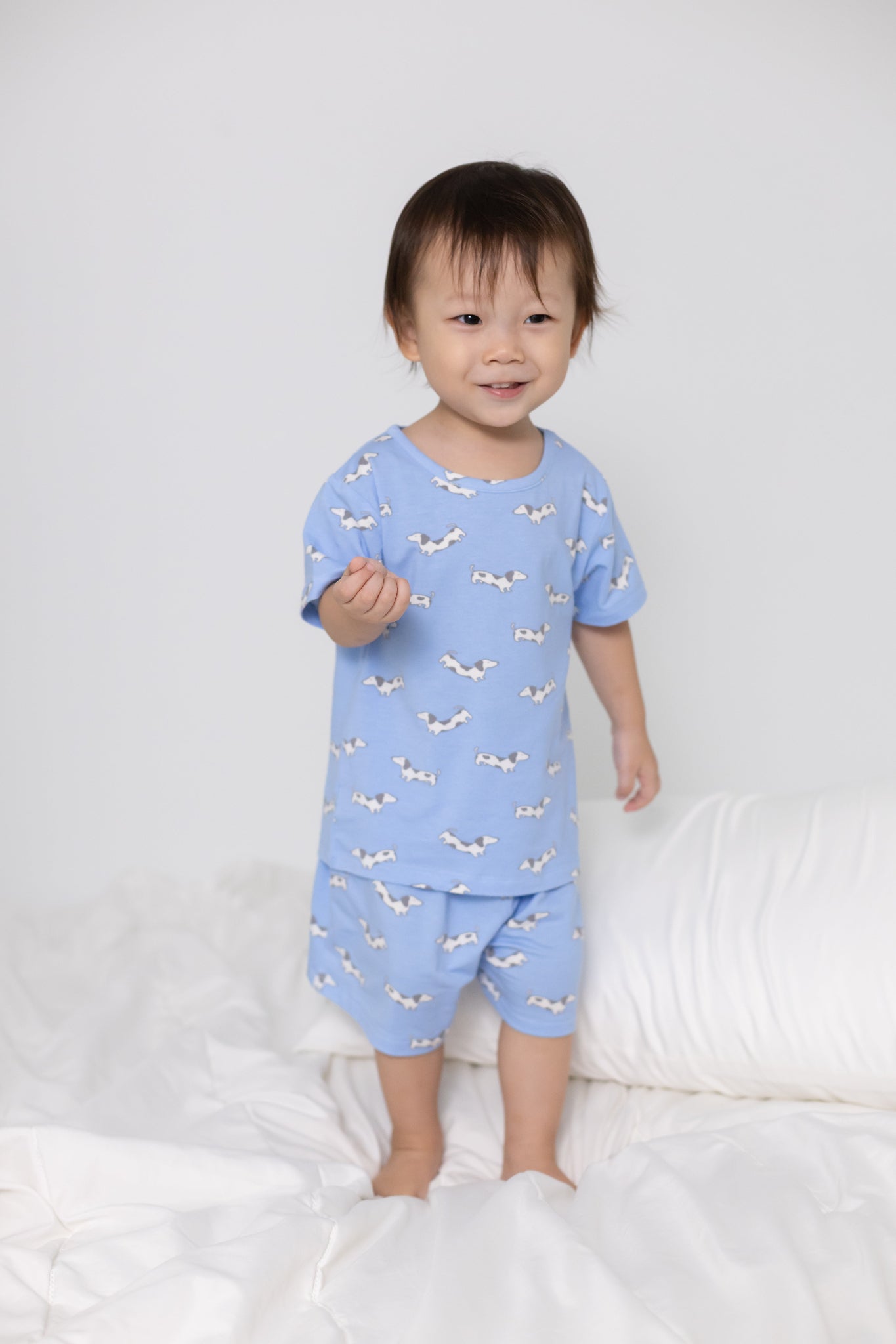 Short-Sleeve Pyjamas Set - Blue Hot Dogs | The Elly Store