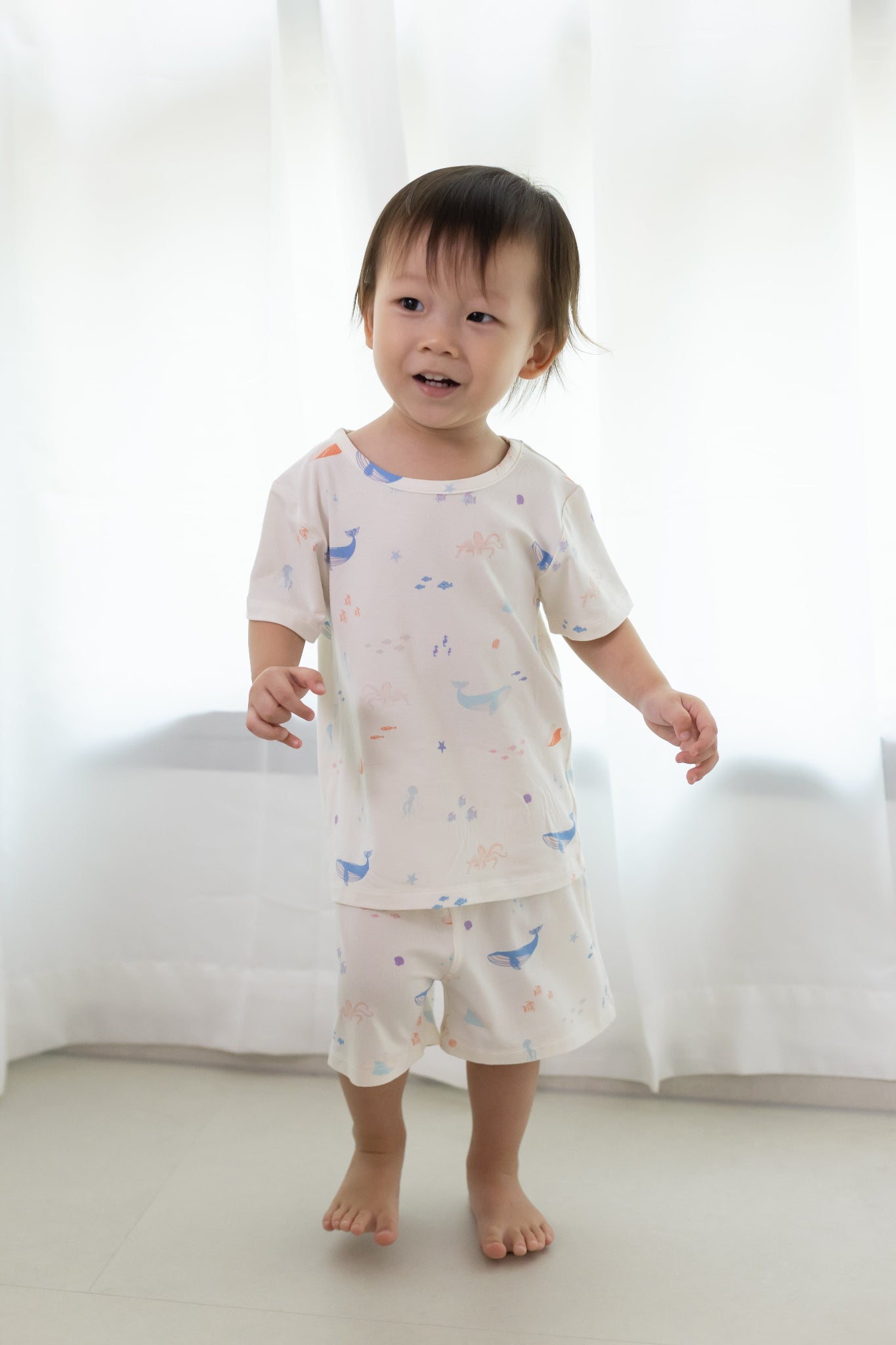 Short-Sleeve Pyjamas Set - Colourful Sea Creatures | The Elly Store