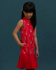 Drop Waist Cheongsam - Red Vases