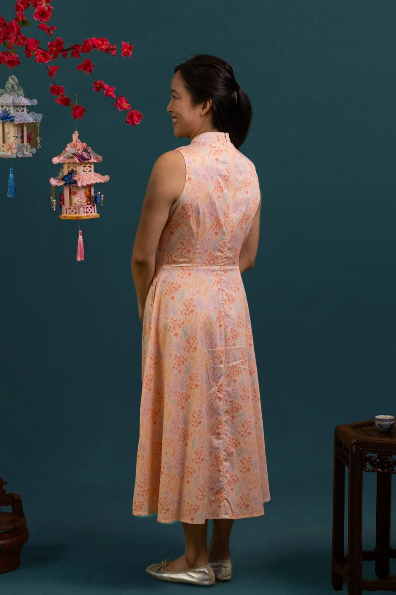 Ladies Alexis Cheongsam - Pink Floral Bamboo