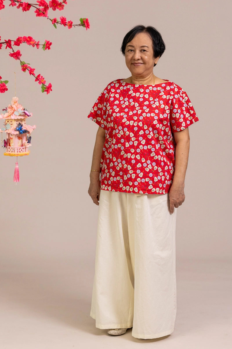 Ladies Becca Top - Red Fans