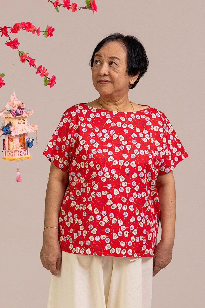 Ladies Becca Top - Red Fans