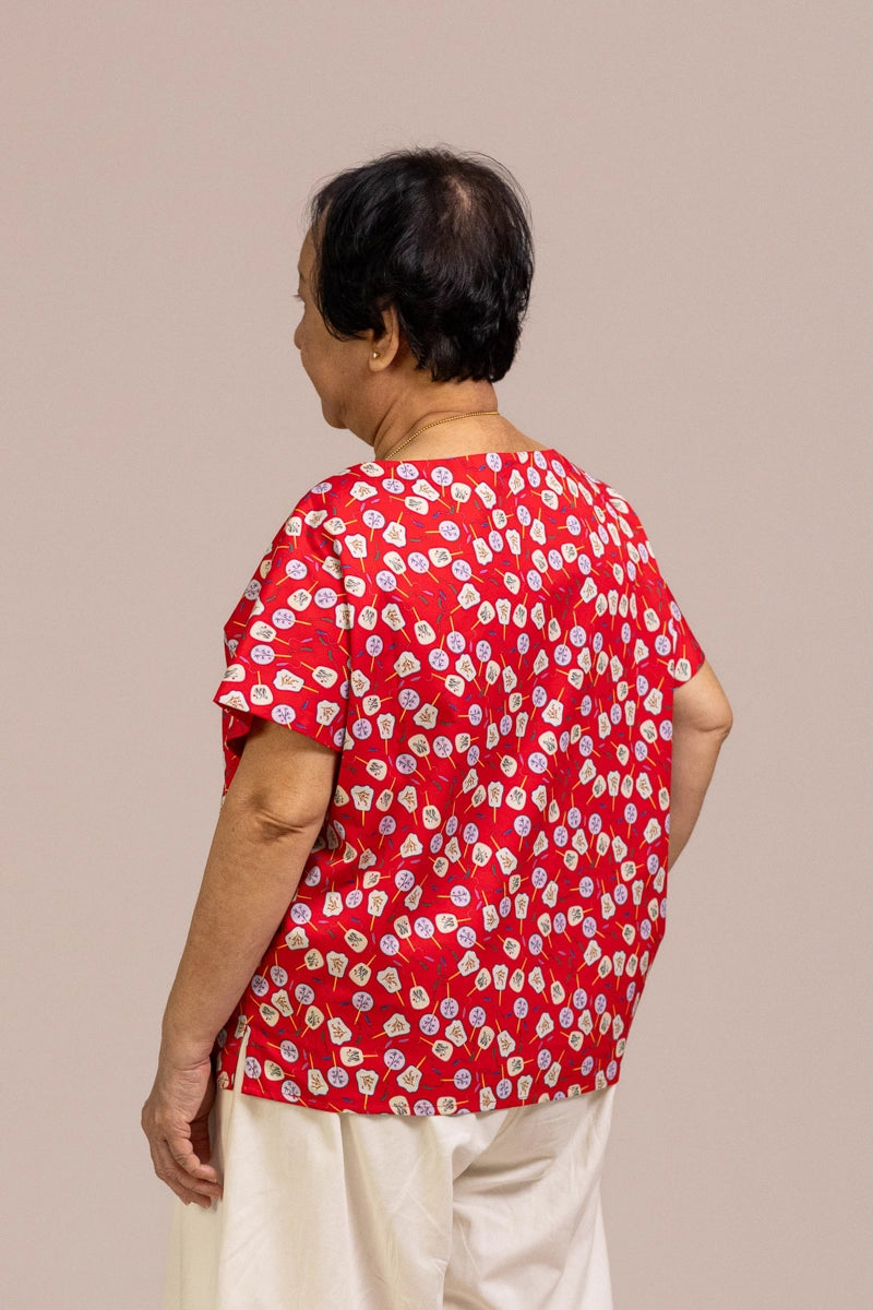 Ladies Becca Top - Red Fans