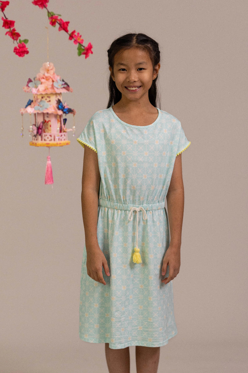 Hayley Dress - Teal Plaid Tiles