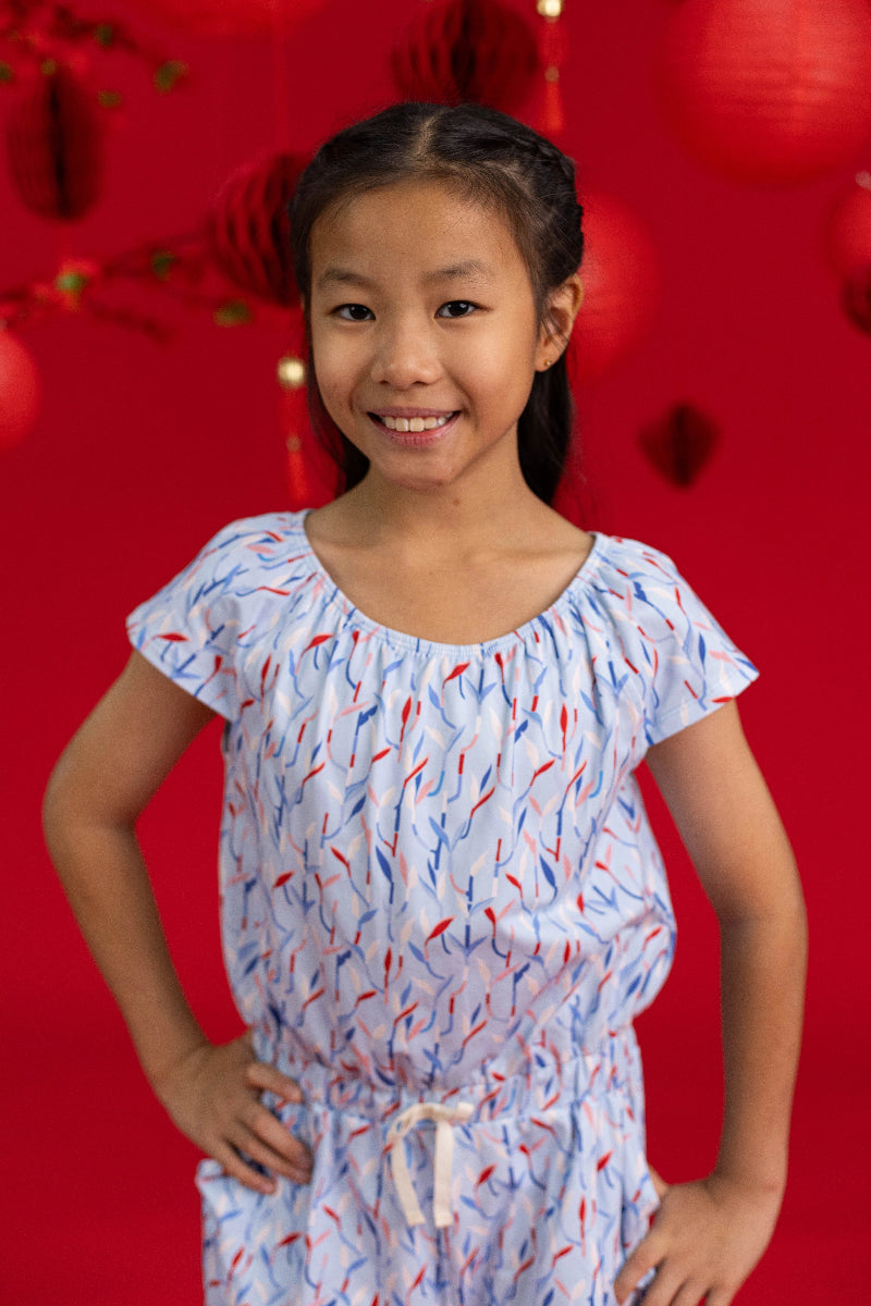 Flutter Playsuit - Blue Lucky Bamboo