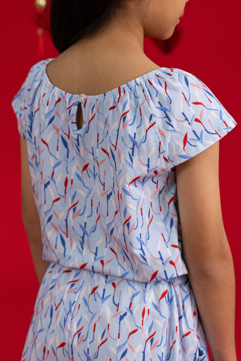Flutter Playsuit - Blue Lucky Bamboo