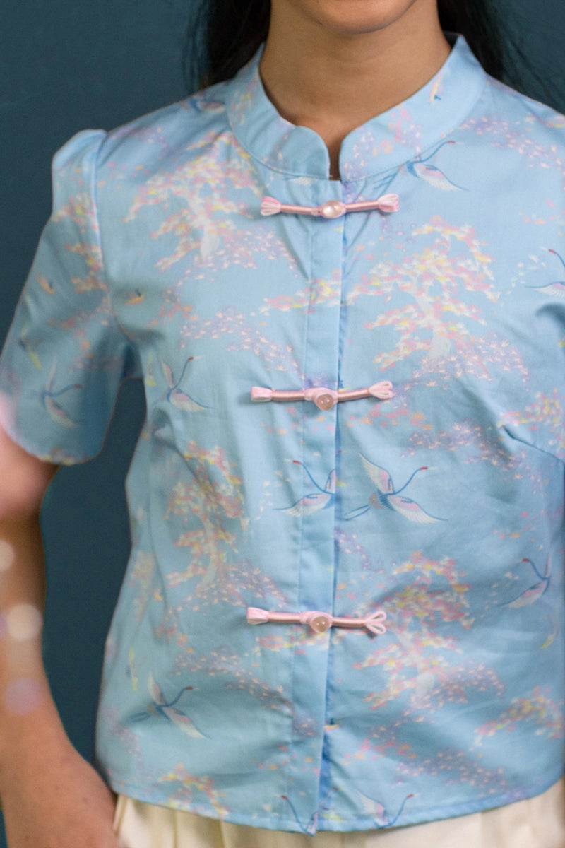 Ashley Top - Blue Cranes