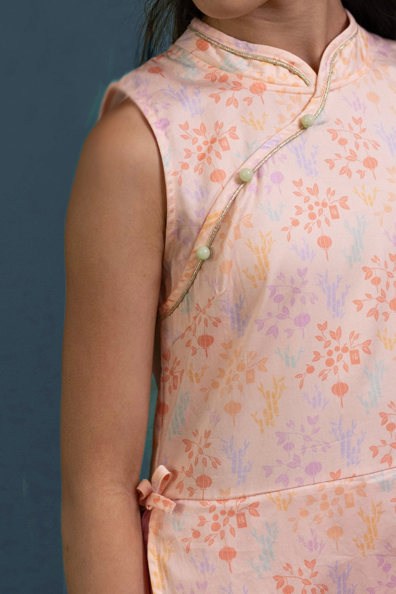 Wrap Cheongsam - Pink Floral Bamboo