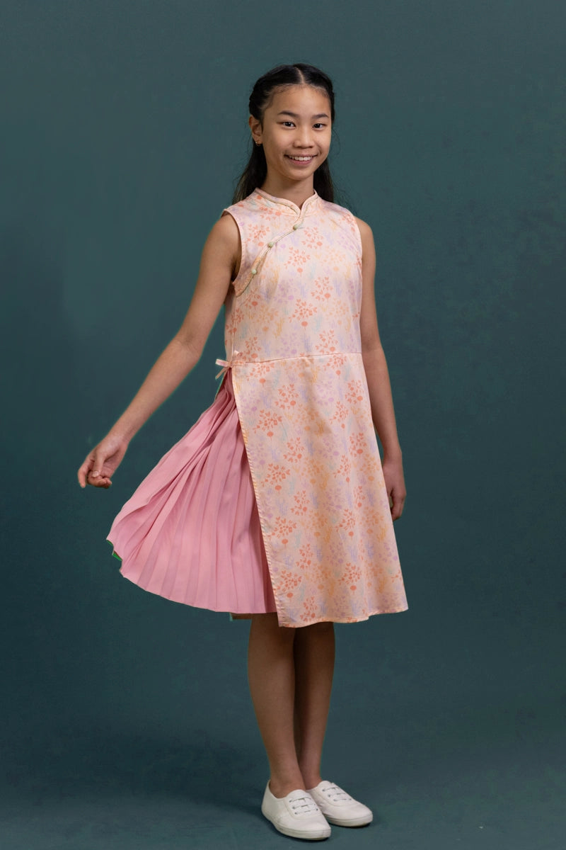 Wrap Cheongsam - Pink Floral Bamboo
