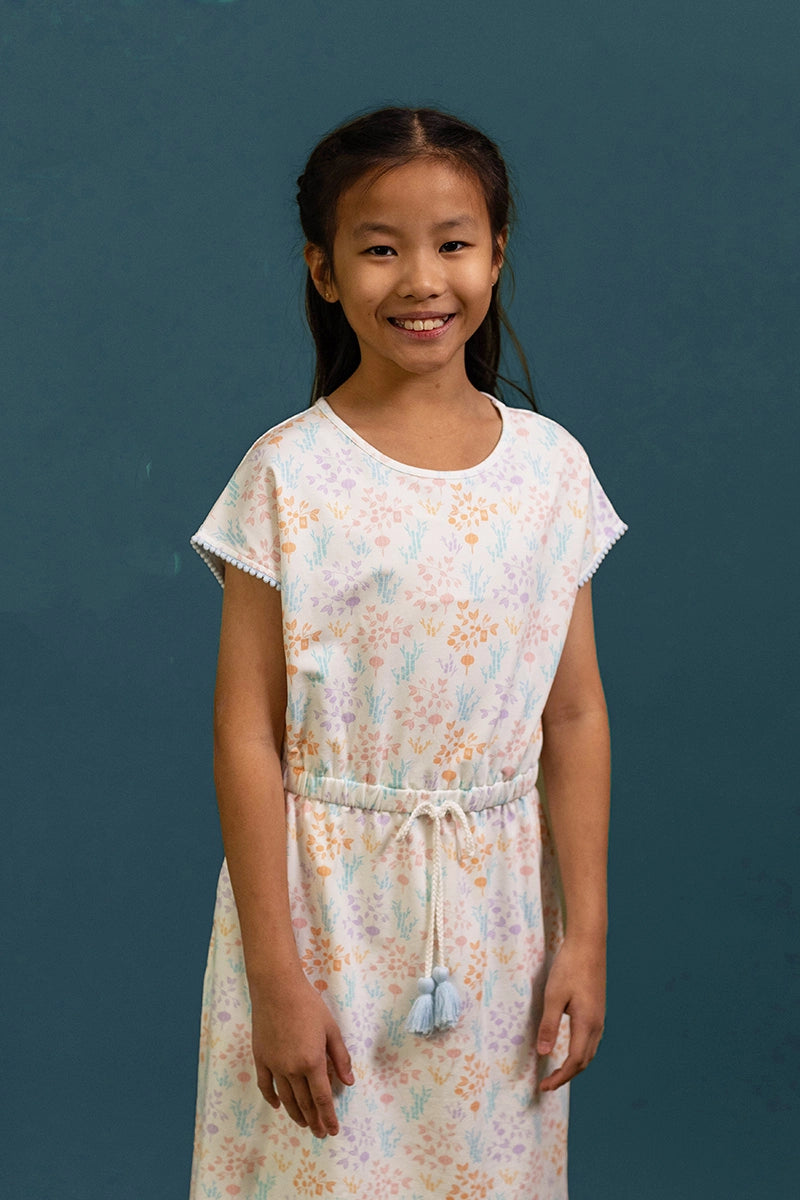 Hayley Dress - Cream Floral Bamboo