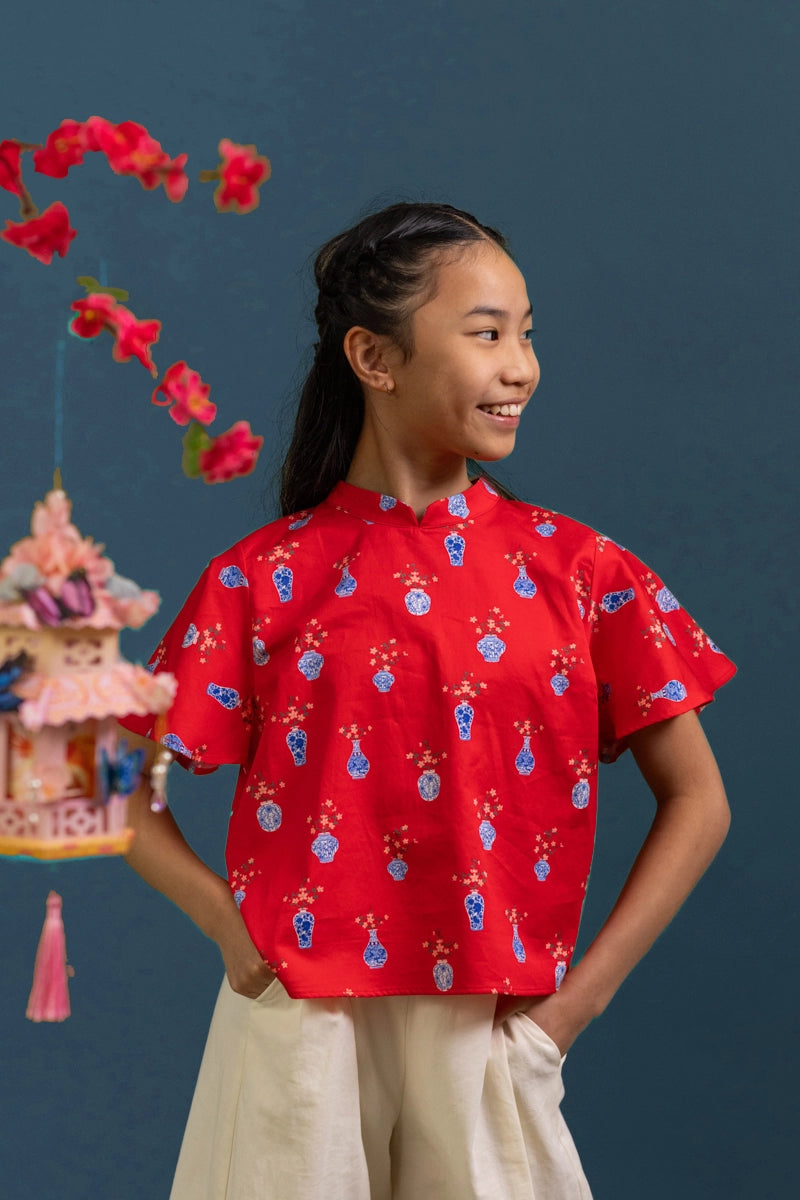 Amanda Top - Red Vases