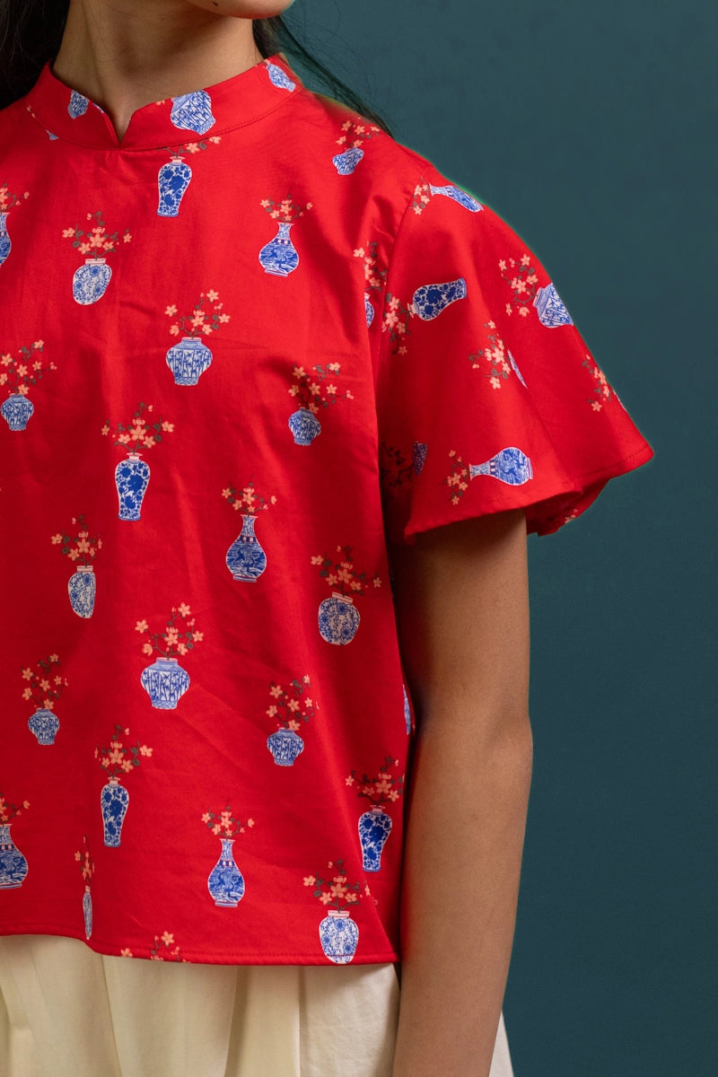 Amanda Top - Red Vases