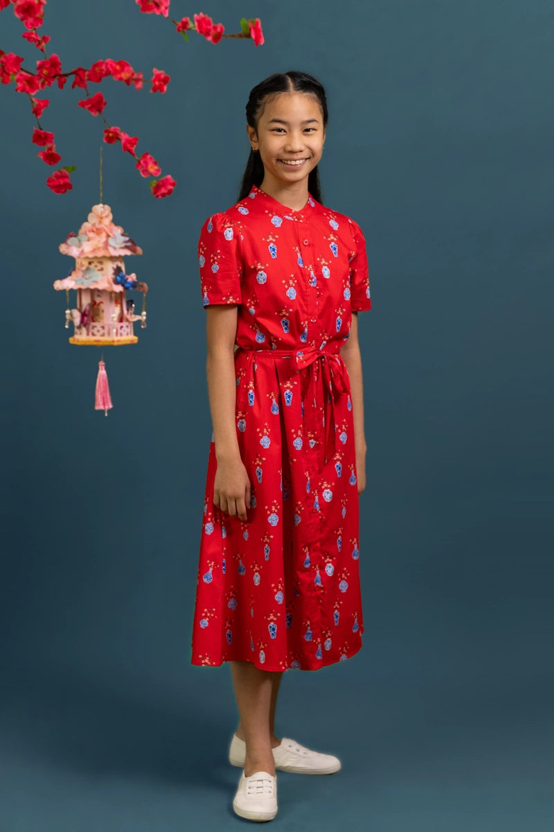 Sasha Dress - Red Vases