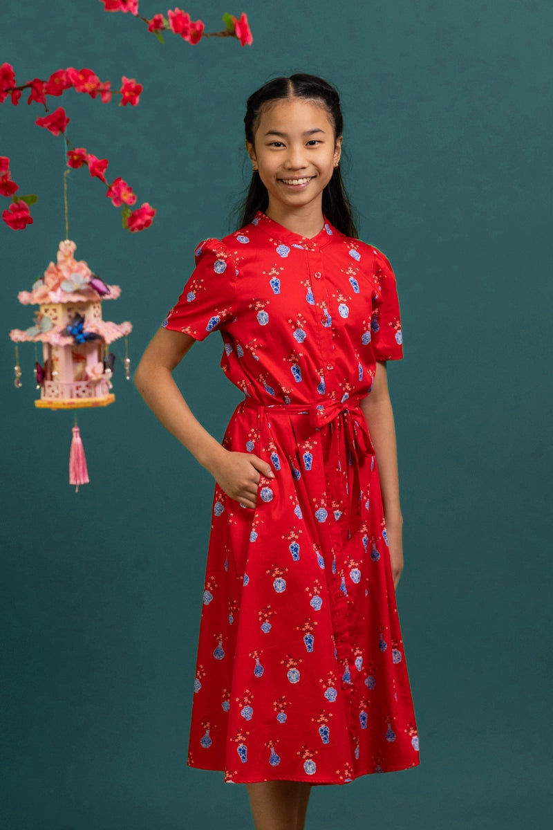 Sasha Dress - Red Vases