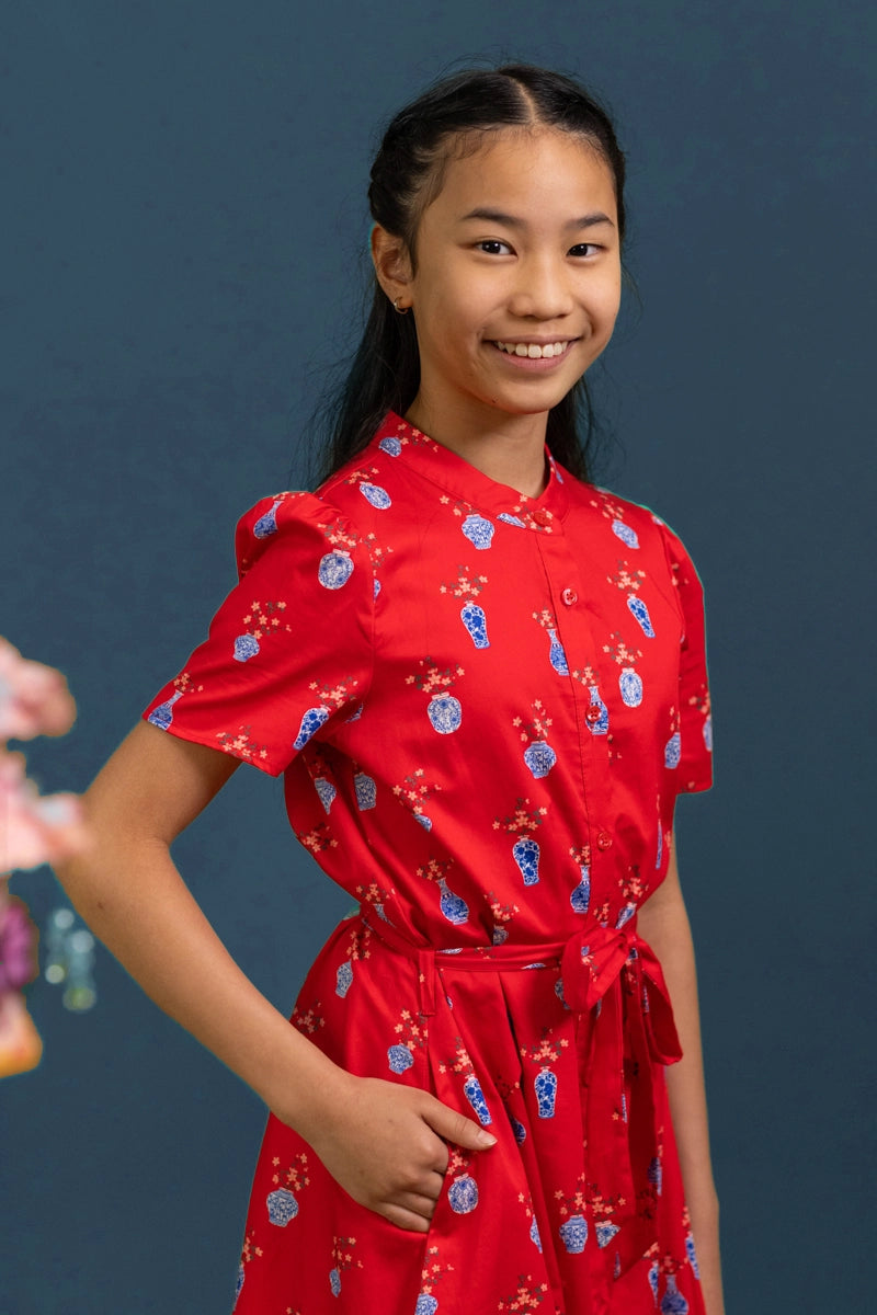 Sasha Dress - Red Vases