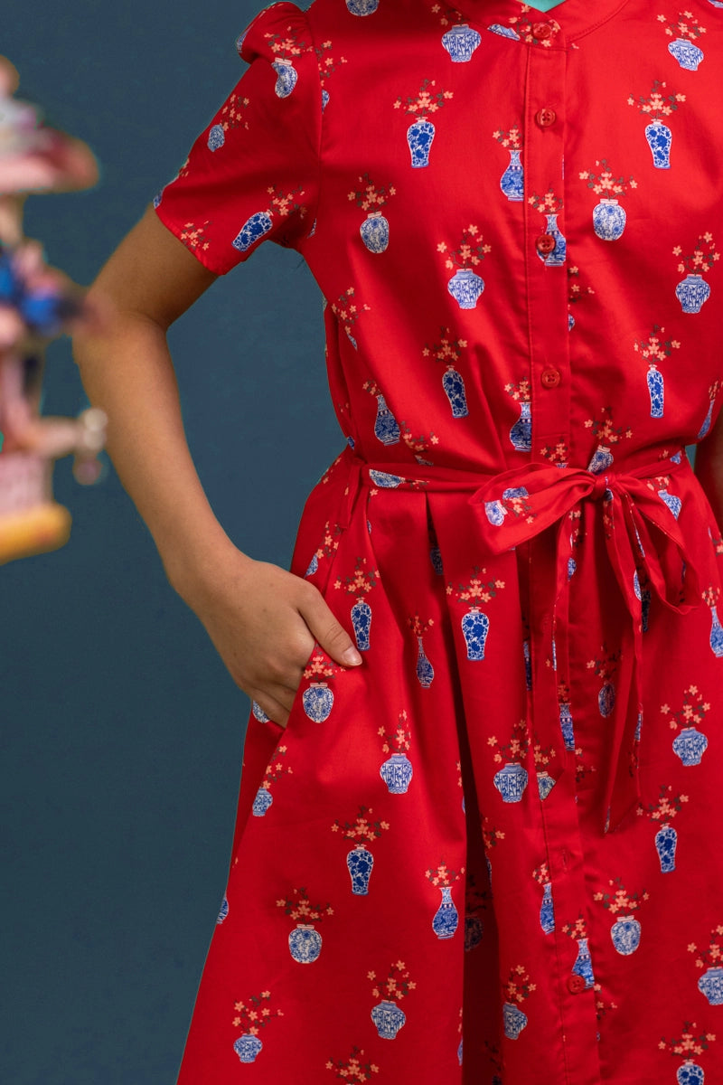 Sasha Dress - Red Vases
