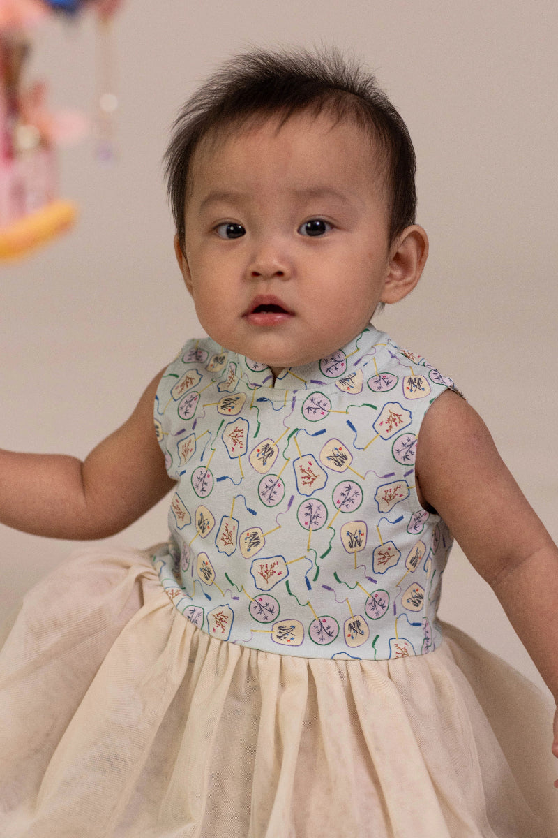 Jersey Luna Tulle Onesie - Blue Fans