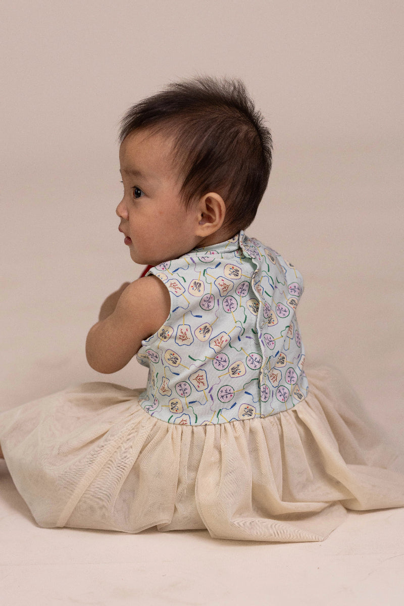 Jersey Luna Tulle Onesie - Blue Fans