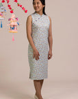 Ladies Mini Harper Cheongsam - Blue Fans