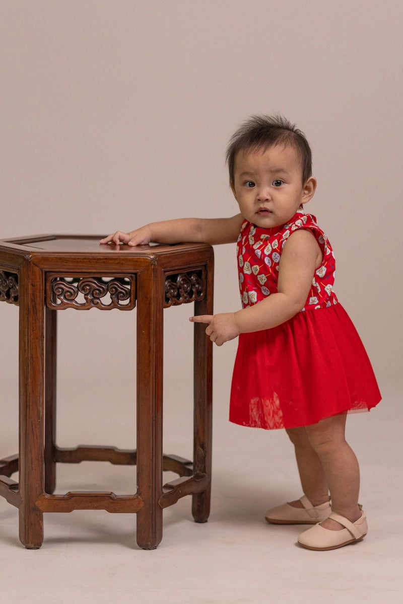 Luna Tulle Onesie - Red Fans