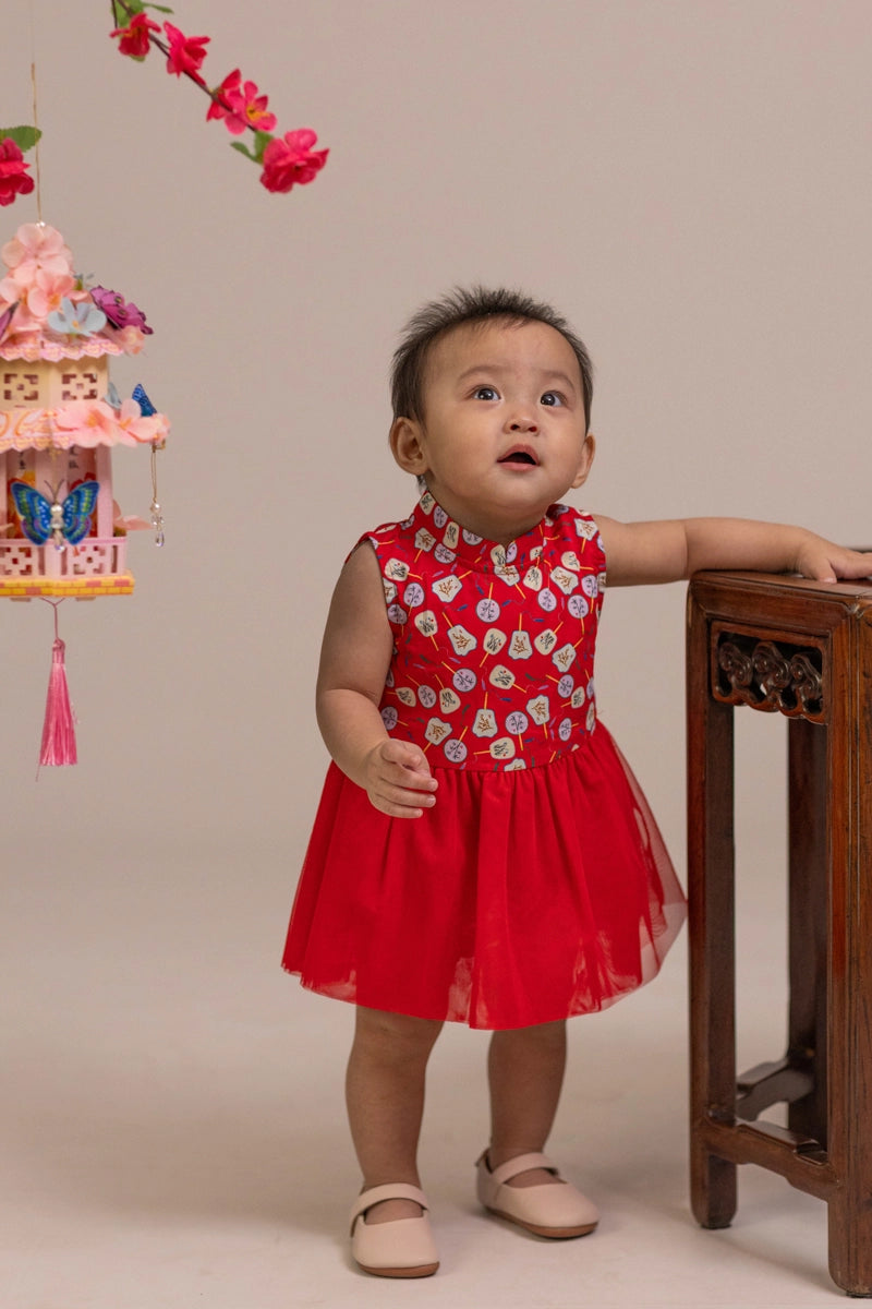 Luna Tulle Onesie - Red Fans