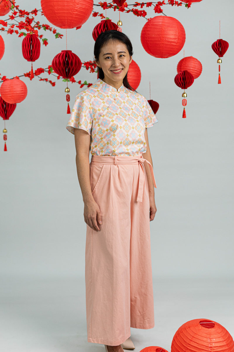 Ladies Marie Top - Cream Lucky Coins