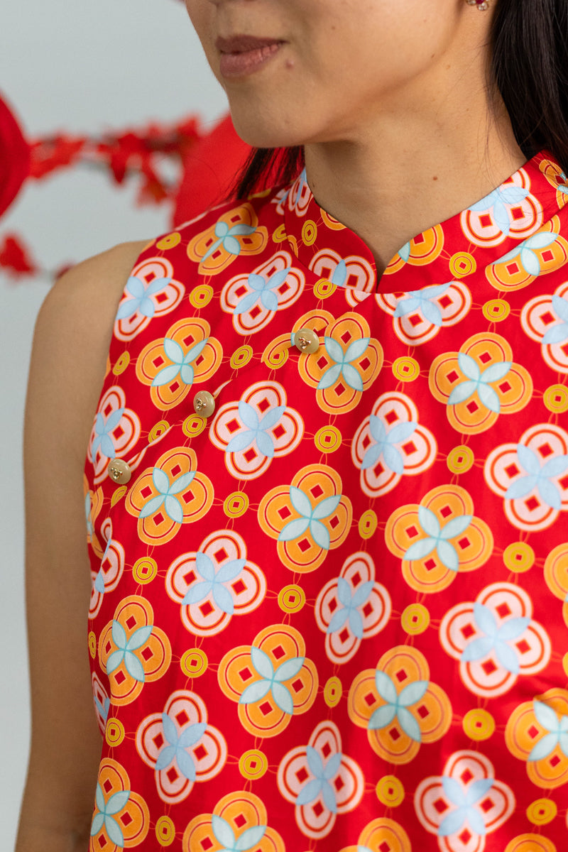 Ladies Amber Top - Red Lucky Coins