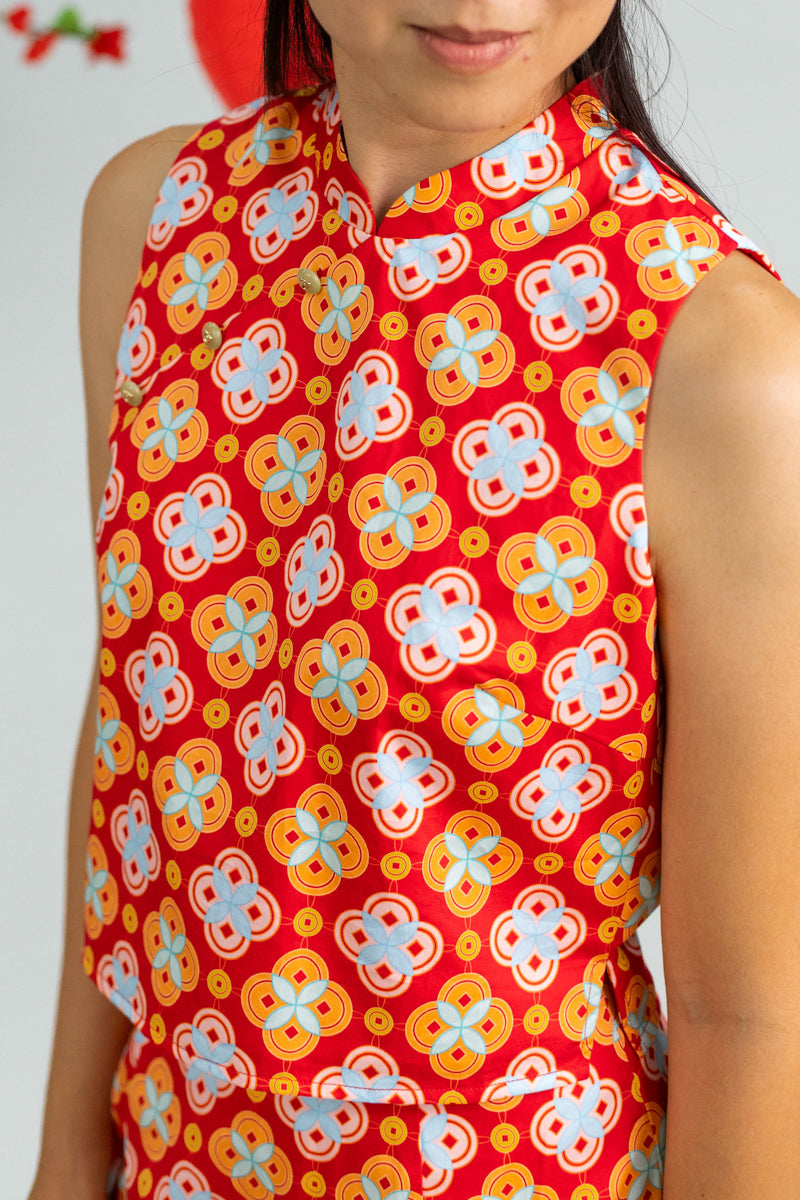 Ladies Amber Top - Red Lucky Coins