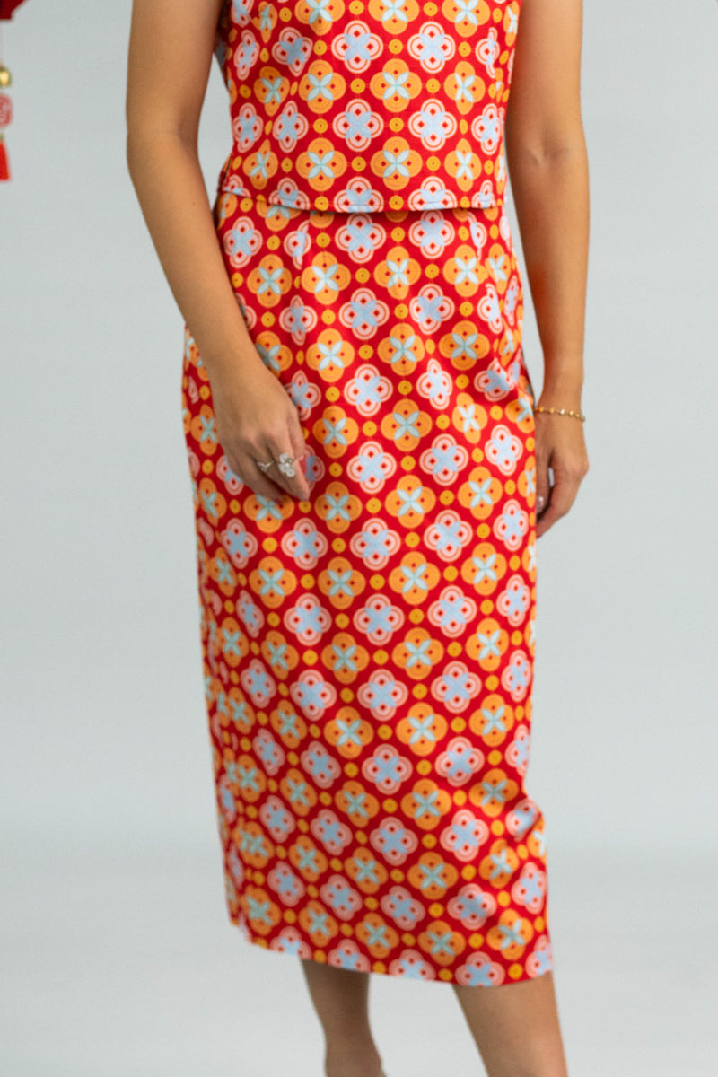 Ladies Amber Skirt - Red Lucky Coins