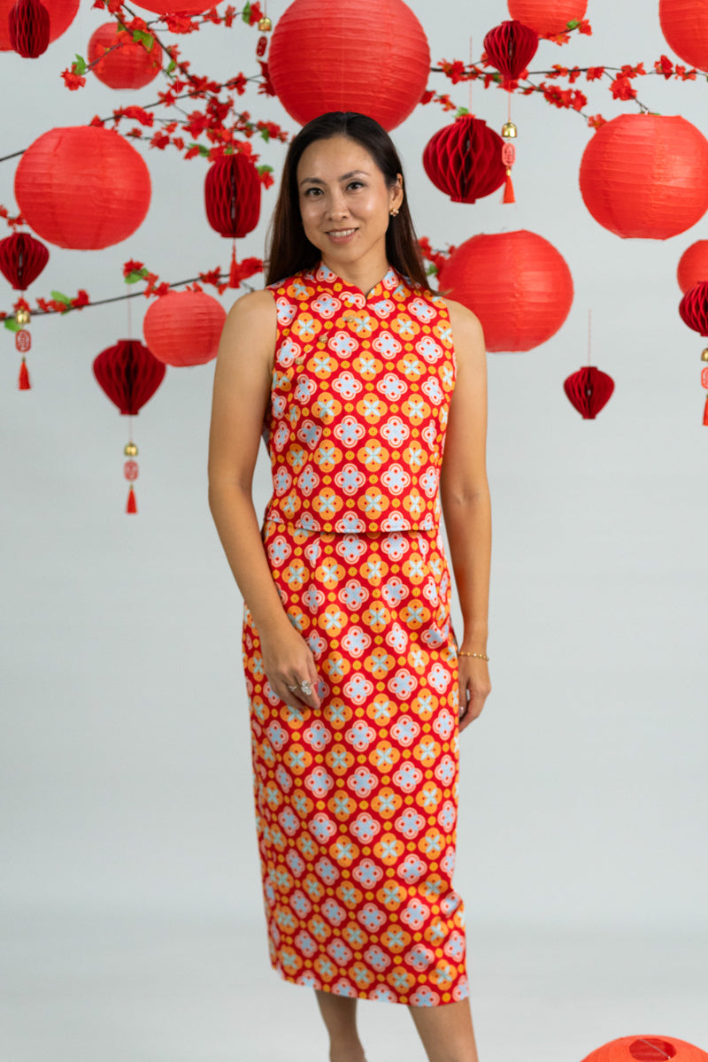Ladies Amber Top/Skirt - Red Lucky Coins